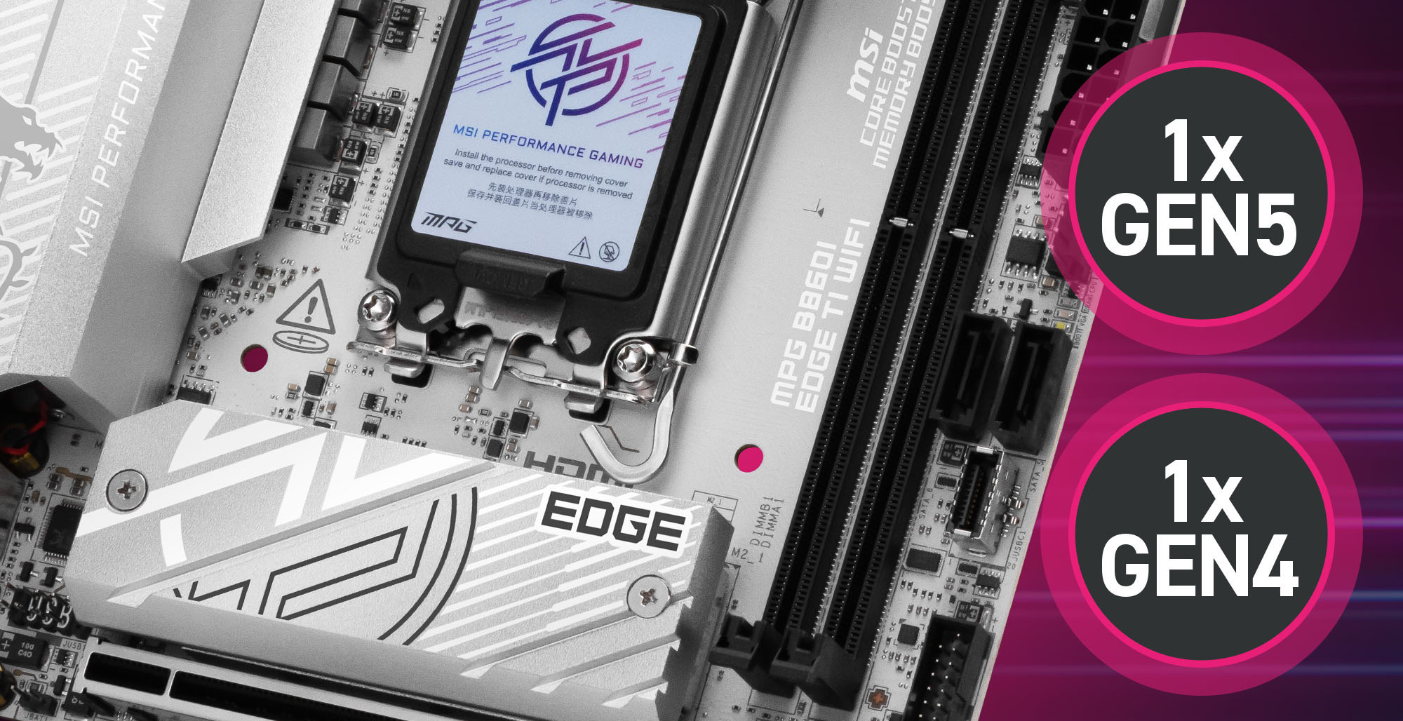 MSI MPG B860I EDGE TI WIFI White Motherboard, Mini-ITX - Supports